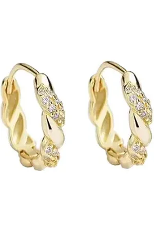 Karma Paar Creolen Damenohrringe Silber 925 Damen Ohrringe Silber oder Gold Creolenpaar (vergoldete Silbercreolen Ohrschmuck, Geschenk für Sie), gedreht mit Steinen Damenohringe Damencreolen Silberohrringe goldfarben