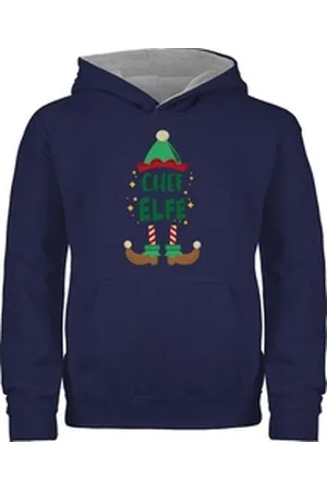 Shirtracer Hoodie Weihnachten Chef Elfe I Weihnachtself Weihnachten Kleidung Kinder blau|grau 104 (3/4 Jahre)
