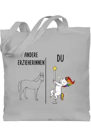 Shirtracer Umhängetasche Andere Erzieherinnen Dabbing Einhorn, Erzieherin Geschenk, Dankeschö, Erzieherin grau