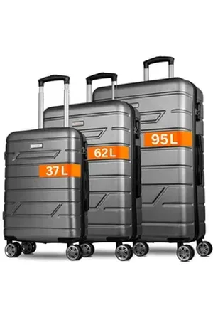 Nowi Koffer Leichter Hartschalenkoffer mit Rollen & Zahlenschloss – Trolley Set grau 204 cm