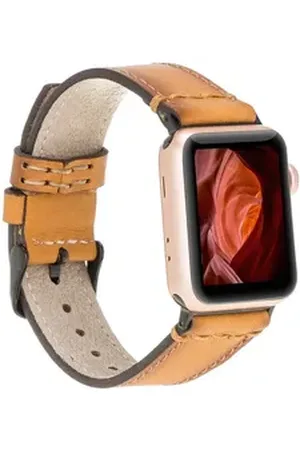 Burkley Smartwatch-Armband Exklusives Vintage Lederarmband, Handmade Stil 22 braun