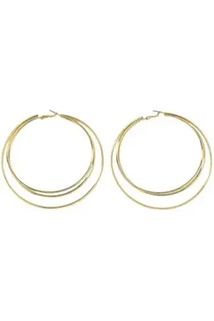 Karma Paar Creolen XXL Gold Damen Legierung vergoldet (Goldohrringe Goldcreolen Kreolen, Damenohrringe Ohrringe modern extra groß), Damenohrringe Damencreolen goldfarben