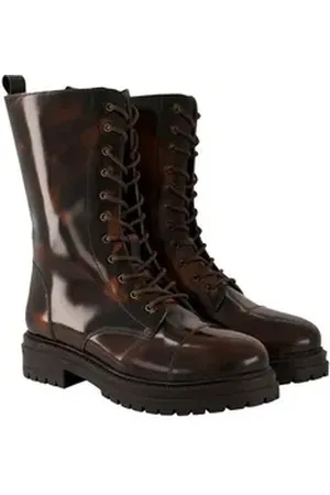 Ulla Popken Leder-Schnürboots Zipper Wechselfußbett Weite H Stiefel braun|rot 42 EU