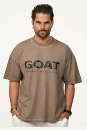 Soul Star T-Shirt mit Print Herren Oversize-Fit Kurzarm Shirt mit Rundhals-Ausschnitt beige XL