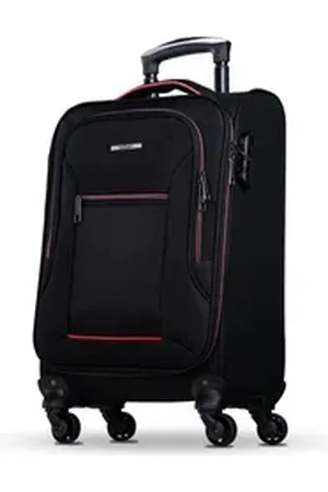 Nowi Trolley Weichschalenkoffer mit Rollen & Zahlenschloss – leicht & robust, Telekopgriff rot|schwarz 50 cm