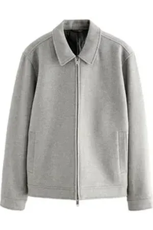 Next Steppmantel Weiche, wattierte Harrington-Jacke mit Wollanteil (1-tlg) grau XXXL