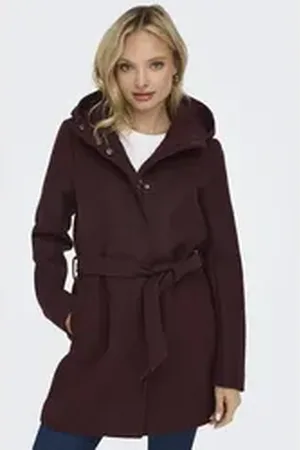 ONLY Kurzmantel ONLEMMA HOODED BELT COAT OTW rot XL (42)