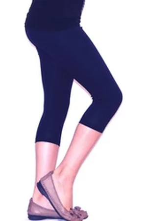 Yeset Caprihose Kinder Mädchen Hose Leggings Capri 3/4 blickdicht Baumwolle Dunkelblau blau 128