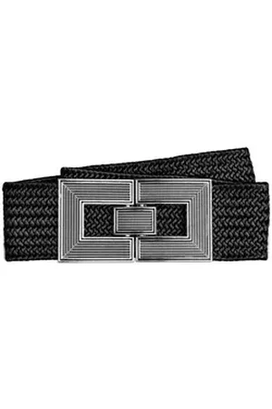 CASPAR Taillengürtel GU328 für Damen mit Stretch und stylischer Metallschließe schwarz 75 für Körperumfang 85-95 cm