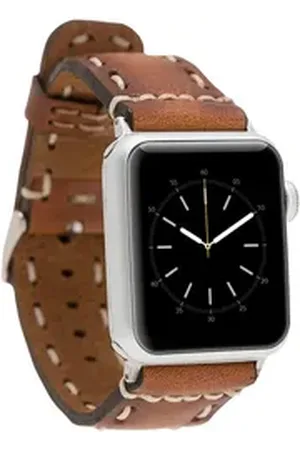 Burkley Smartwatch-Armband Exklusives Vintage Lederarmband, Handmade Stil 22 braun