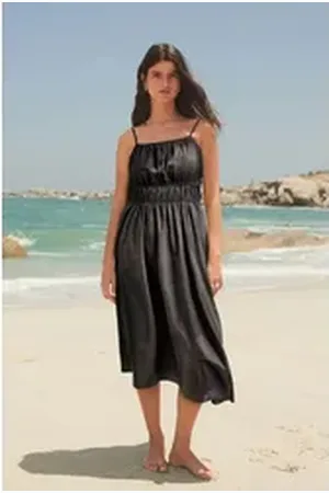 Next Midikleid Midikleid mit Trägern (1-tlg) schwarz 42 (GB: 14)