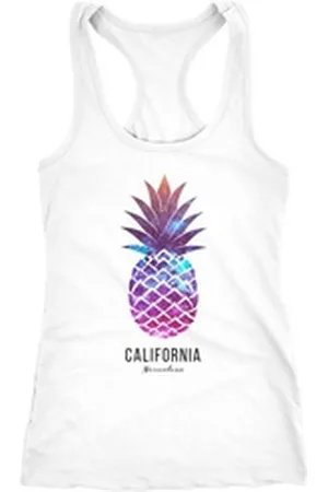 Neverless Tanktop Damen Tank-Top Ananas Galaxy Galaxie Wasser Ozean Racerback ® weiß XL
