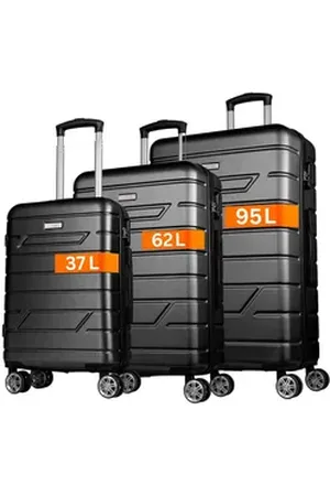 Nowi Koffer Leichter Hartschalenkoffer mit Rollen & Zahlenschloss – Trolley Set schwarz 204 cm
