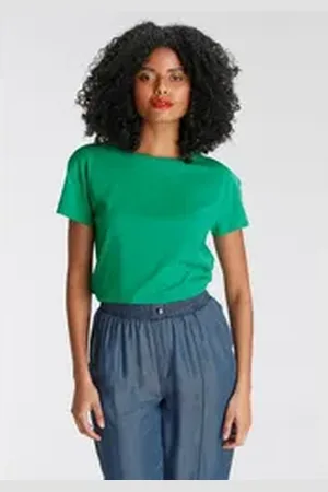 AJC T-Shirt oversize Passform, Basic, aus Baumwolle grün 36/38 (S)