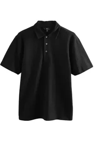 Next Poloshirt Strukturiertes Crêpe-Poloshirt mit Knopfleiste (1-tlg) schwarz 4XL