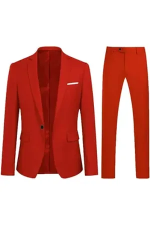Allthemen Anzug (2 tlg) Slim Fit Ein Knopf Herrenanzug im eleganten Look rot 52