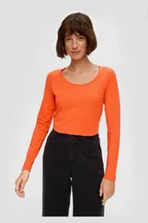 QS by s.Oliver Langarmshirt Langarmshirt mit Scoop Neck 48