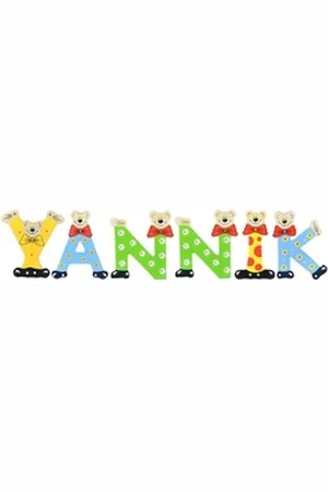 Playshoes Deko-Buchstaben (Set, 6 St), Kinder Holz-Buchstaben Namen-Set "YANNIK" in bunten Farben bunt