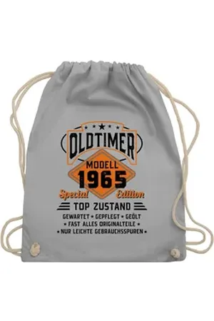 Shirtracer Turnbeutel Oldtimer Modell 1965 - schwarz, 60. Geburtstag grau