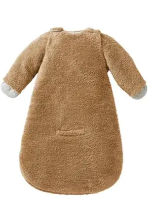 Vertbaudet Babyschlafsack Baby Auto-Schlafsack aus Mikrofaser, Winterschlafsack, 3,5 TOG beige|weiß 68CM