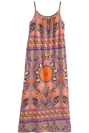Next Maxikleid Maxikleid in Trapezform mit dünnen Trägern (1-tlg) braun XL