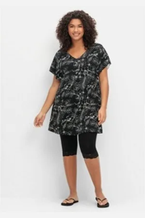 Sheego Longshirt Große Größen mit 3/4-Leggings schwarz 48