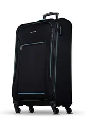 Nowi Trolley Weichschalenkoffer mit Rollen & Zahlenschloss – leicht & robust, Telekopgriff blau|schwarz 75 cm