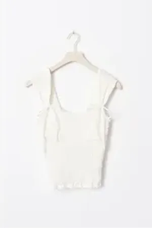 Gina Tricot Shirttop Stylisches Structure Singlet weiß L