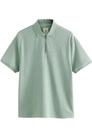 Next Poloshirt Strukturiertes Polo-Shirt mit RV-Kragen (1-tlg) grün XXL