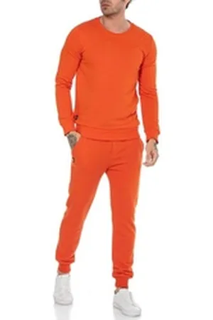 Redbridge Jogginganzug Red Bridge Herren Jogginganzug Set Sweatshirt Hose Premium Basic (Spar-Set, 2-tlg), Premium Qualität, gemütlich, vielseitig orange XXL