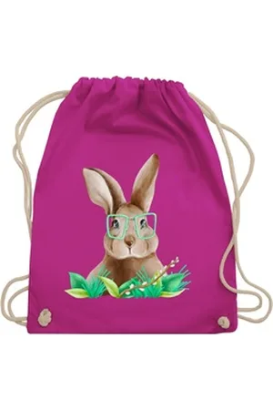 Shirtracer Turnbeutel Hase mit Brille I Osterhase Nerd I Oster Hase, Ostergeschenk Deko rosa