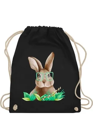 Shirtracer Turnbeutel Hase mit Brille I Osterhase Nerd I Oster Hase, Ostergeschenk Deko schwarz