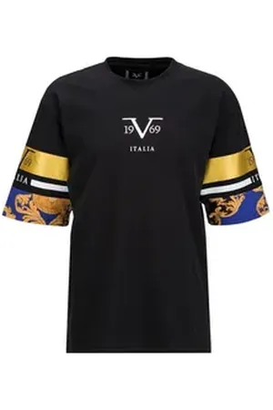 19V69 Italia Oversize-Shirt TAMARO GOLDEN Stilvolles Oversize Herren-T-Shirt mit auffälligen Ärmeldetails und schwarz L