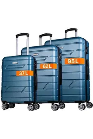 Nowi Koffer Leichter Hartschalenkoffer mit Rollen & Zahlenschloss – Trolley Set blau 204 cm