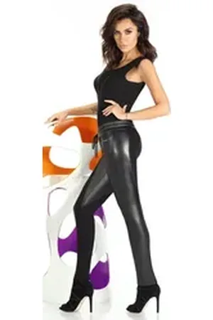 Basbleu Leggings Lederoptik - stilvoll und elegant, Leder-Look Damenhose Hose schwarz XXL (42/44)
