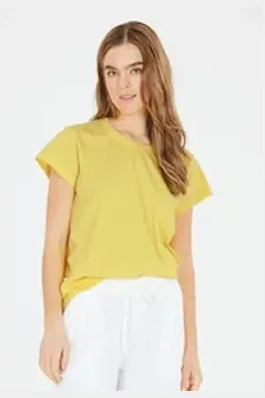 Cruz Funktionsshirt Highmore im smarten Basic-Look aus reiner Baumwolle gelb 40