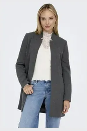 ONLY Kurzmantel ONLSOHO-LINEA L/S COATIGAN CC PNT RP grau L (40)