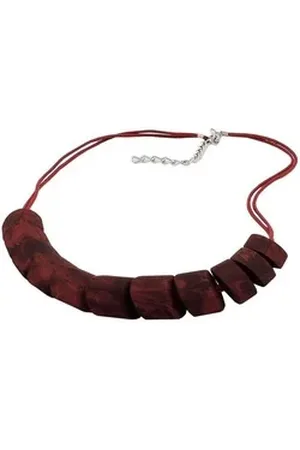 GALLAY Perlenkette Schrägperle Kunststoff rot-schwarz-marmoriert Kordel dunkelrot 45cm (1-tlg) rot|schwarz