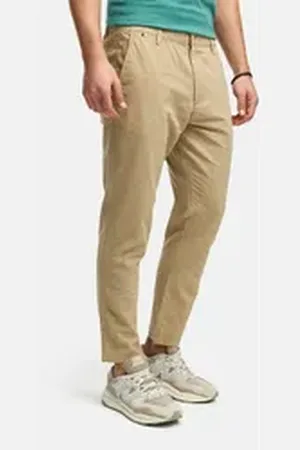 INDICODE Leinenhose INNandos mit elastischem Bund mit Knopf- und Reißverschluss braun XL