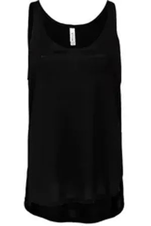Bella Tanktop 1er / 2er-Pack sommerliches, ärmelloses Damen Shirt / Tank Top mit weiter Passform (2-tlg) U-Ausschnitt, Seitenschlitze schwarz L