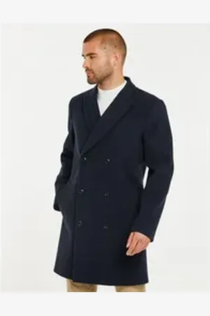 Threadbare Wintermantel THB LUXE (1-tlg) im klassischen Zweireiher-Design blau XXL