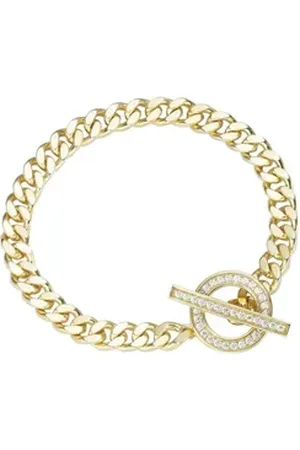 Giorgio Martello Armband Panzerkette, Schließe mit Zirkonia, Silber 925 goldfarben