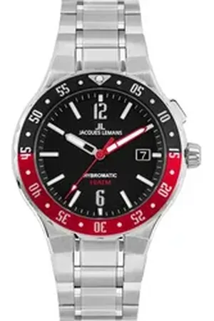Jacques Lemans Kineticuhr Hybromatic, 1-2109F, Armbanduhr, Herrenuhr, Datum, Lünette einseitig drehbar silberfarben