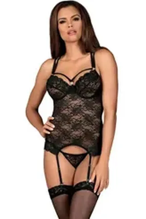 Obsessive Corsage OB 860-COR-1 corset & thong black - (S/M) schwarz