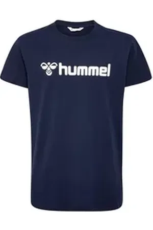 Hummel T-Shirt T-Shirt mit Logo Print aus Bio-Baumwolle (1-tlg) hmlGO 2.0 LOGO T-SHIRT S/S KIDS blau 140