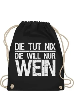 Shirtracer Turnbeutel Die tut nix die will nur Wein I Weinliebhaber Weintrinker, Frauen Geschenk Damen schwarz