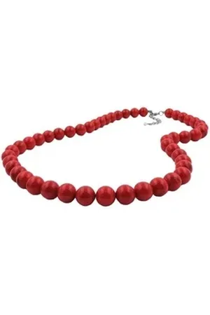 GALLAY Perlenkette 12mm Kunststoffperlen rot-schwarz-marmoriert 40cm (1-tlg) rot|schwarz