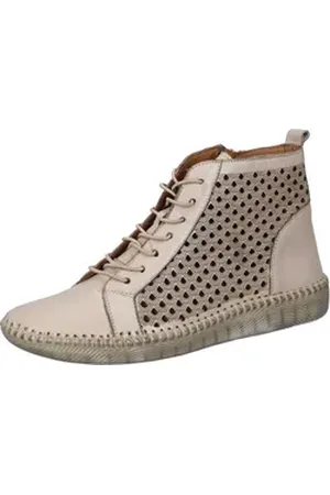 Manitu Stiefeletten Schnürstiefelette aus echtem Leder beige 36 EU