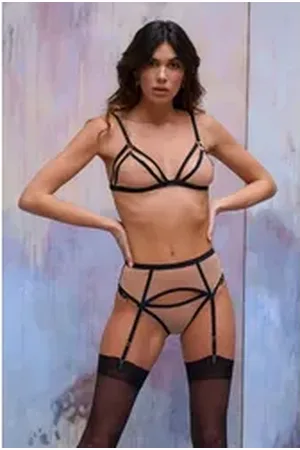 ATELIER Strapsgürtel Insoutenable Legereté Natur/Schwarz Strapsgürtel Mesh L/XL beige|schwarz L / XL