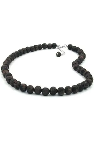 GALLAY Perlenkette 10mm Kunststoffperlen Barockperlen braun-schwarz-marmoriert 50cm (1-tlg) braun